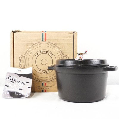 Staub La Cocotte Deep Round Enameled Cast Iron Dutch Oven In Black 20cm/2.75L
