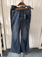 Judy Blue Women's Amelia Dark Wash Flare Raw Hem Stretch Denim Jeans Size 11/30