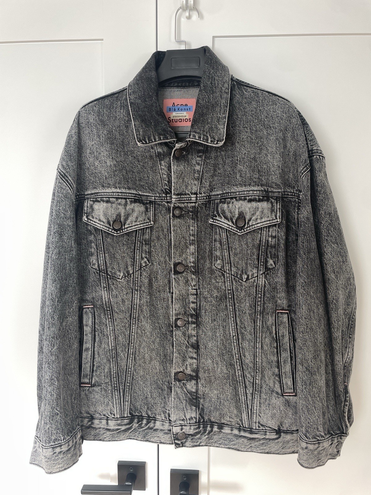 Acne Studios Blå Konst Floragatan 13 Stockholm Black Acid Wash Denim Jacket XS