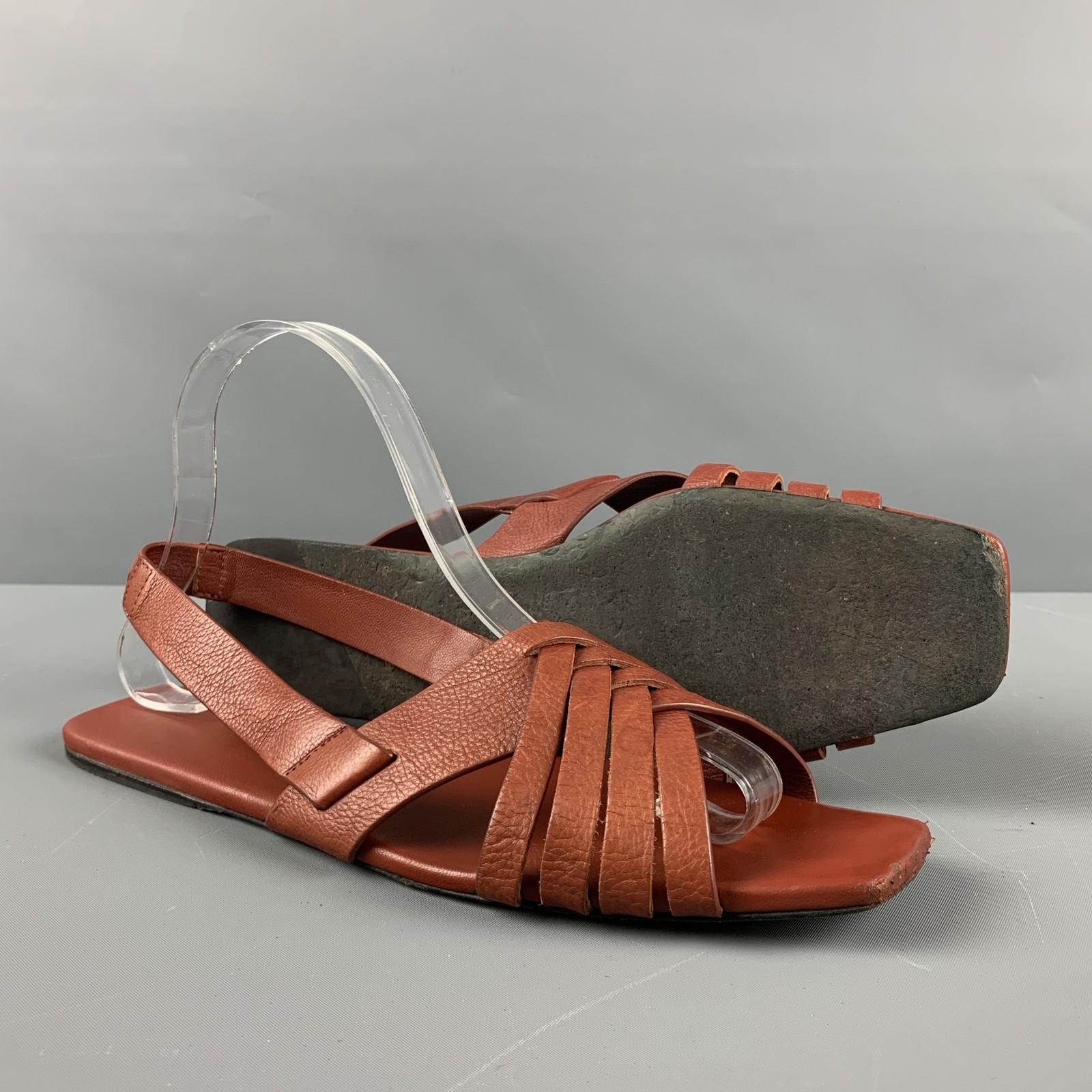 FILA Sandali piatti in pelle marroni THE ROW taglia 8