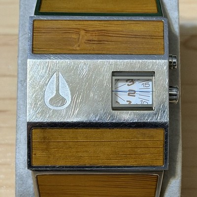 Nixon The Rotolog Direct Time Bamboo Wood Grain Surf Analog Mens