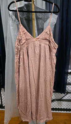 Final Touch Women's beige pink dress 3XL Plus V-Neck Sleeveless