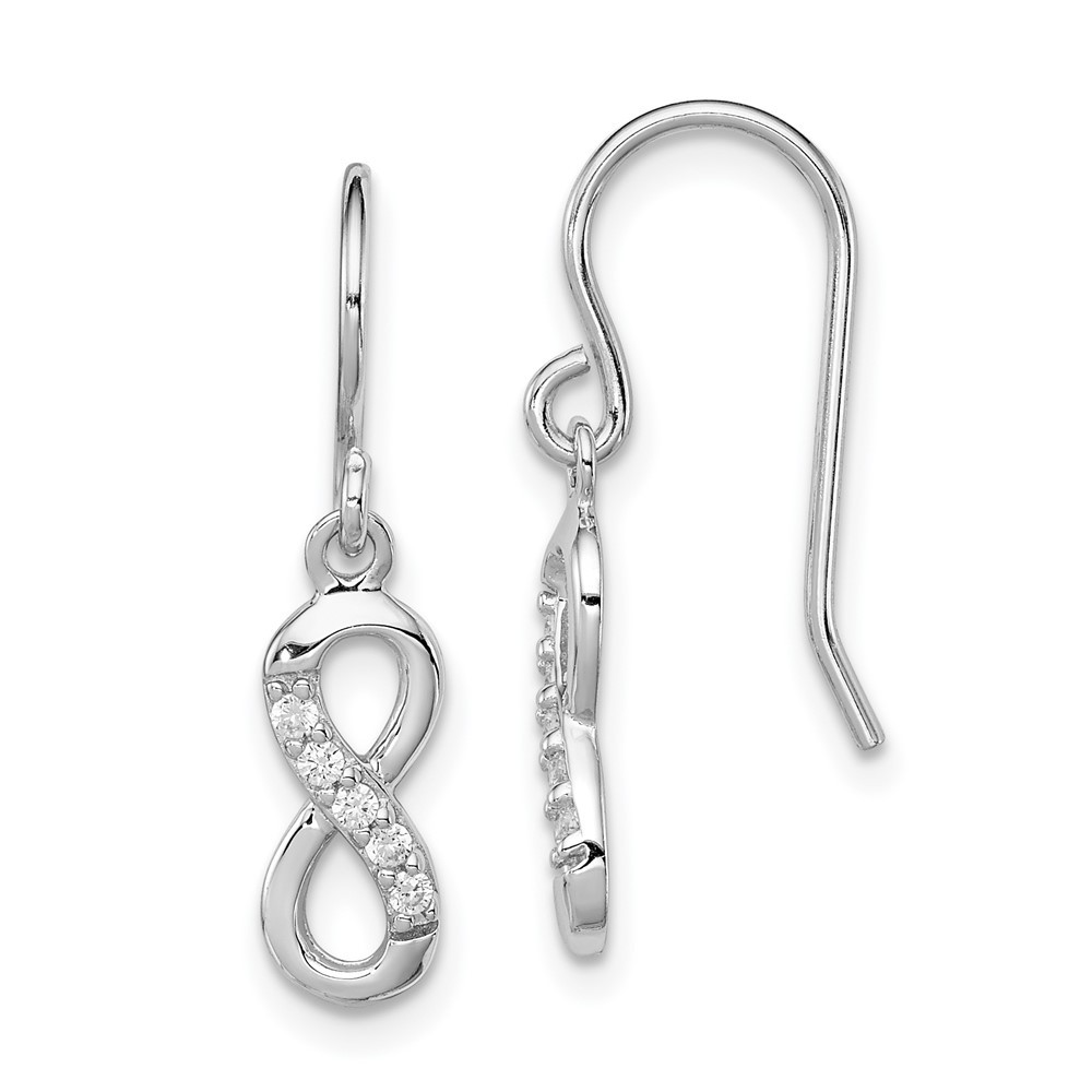 Sterling Silver Cubic Zirconia Infinity Shepherd Hook Drop & Dangle Earrings