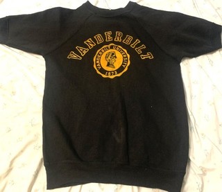 Velva Sheen Small 70s shirt Vanderbilt university seal short sweat sleeve