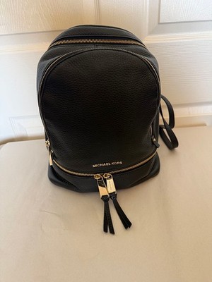 Michael Kors Rhea Backpack Black Pebbled Leather Extremely Clean Inside And Out