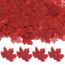 200Pcs Artificial Maple Leaves, Fake Fall Leaves Faux Autumn Leaf Red