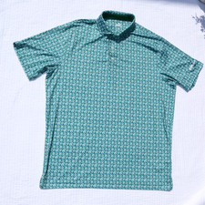 Puma Golf Polo Shirt Mens XL Green Floral Performance Stretch Short Sleeve