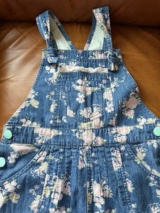 Matilda Jane Adventure Begins Playground Floral Denim Romper Overalls. Size 8.
