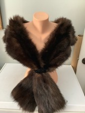 Vintage Handmade Brown Real FUR STOLE WRAP Shawl SHRUG Bolo Beaver