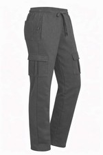 Mens Open Hem Cargo Joggers Fleece Bottom Elasticated Gym Sweatpants ZIP Pockets
