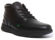 Kickers Kelland Hi Youth Leather Lace Up Boots In Black Size US 4 - 7