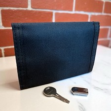 Black Canvas Ripper Trifold 1 Internal Zipped Sections ID Mens Boys Wallet 8009