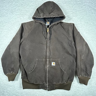 Carhartt Women s Hooded Jacket WJ130 DKB Size Large Quilt Lined Dark Brown