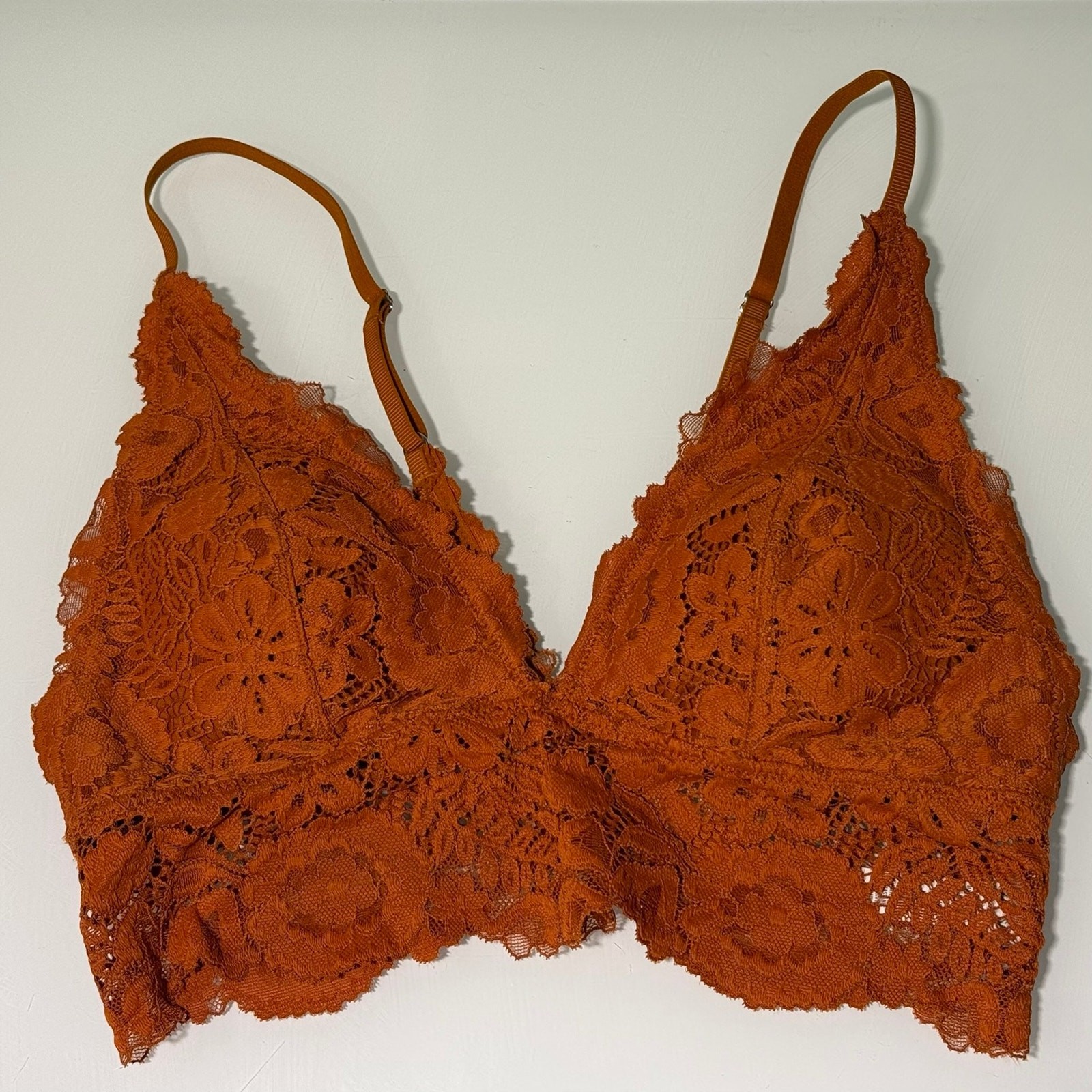 Aerie Bralette Burnt Orange Lace Small NWOT-image