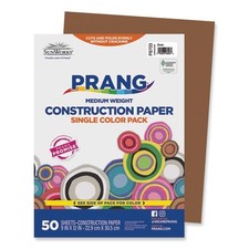 Prang SunWorks Construction Paper, 58 lb Text Weight, 9 x 12, Brown, 50/Pack