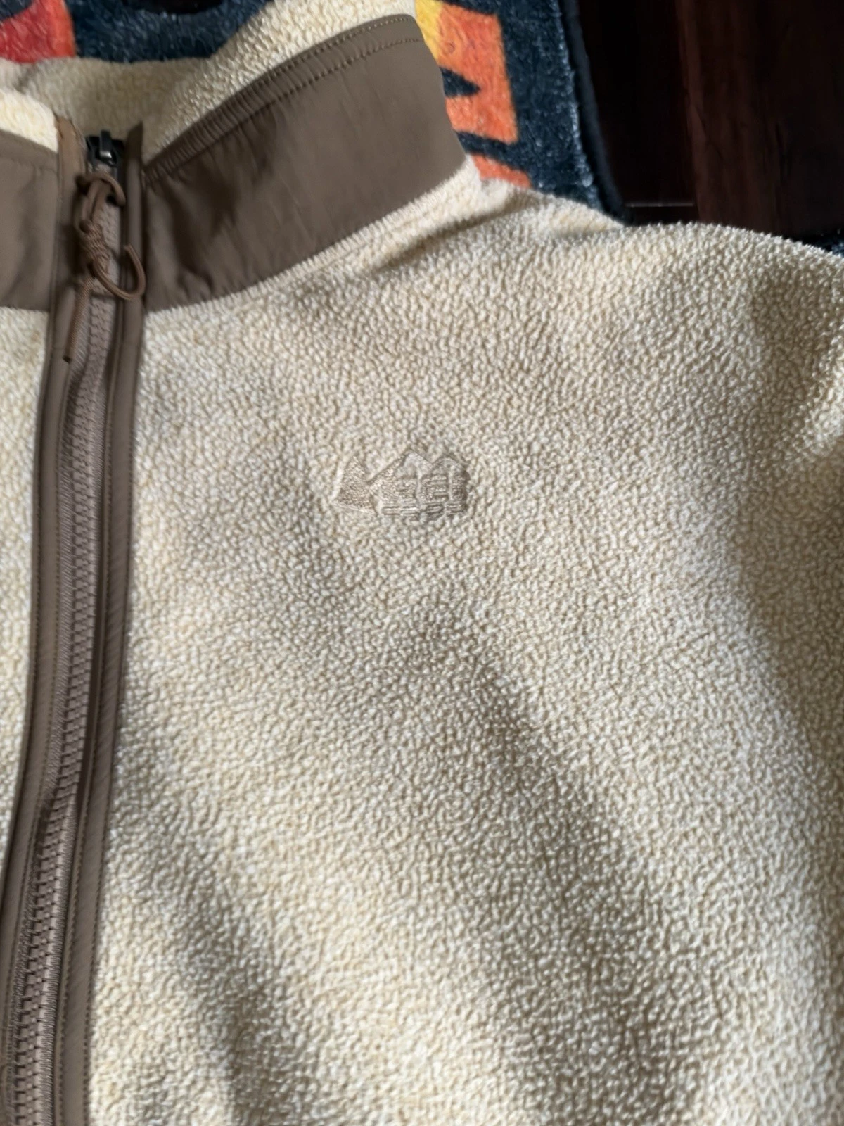 REI Co-op 2000s Fleece Half-Zip Pullover Large Mens Beige/Brown Outdoor Hiking - product detail image 3