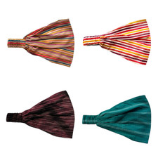 Handwoven Cotton Headband For Women, Stripe Hair Wrap, Yoga Headband