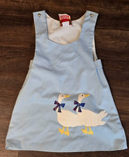 Vintage CHOCOLATE SOUP Girls Jumper Dress Clothes - Sz 4 Blue with Goose Geese