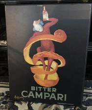 Bitter Campari Cappiello Liquor Giclee Printed On Wood Canvas 20"×16"✨
