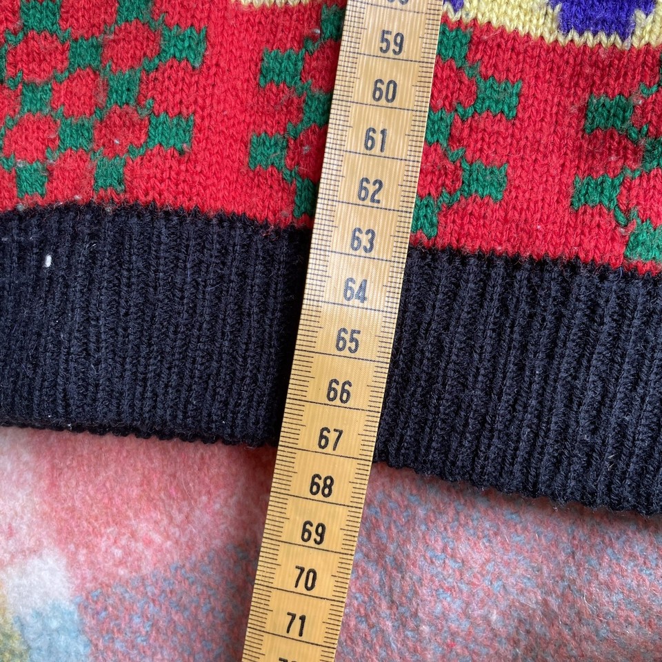 Vintage Sussan Size S/M Fair Isle Red Green Purple Yellow Black Knit Jumper Geo eBay