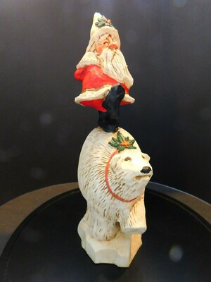 Studio G. David Frykman ''Oh The Joy!'' Santa Figurine on Polar Bear 14.5'' Tall