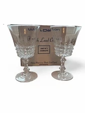 VTG W.M. Dalton 24% French Lead Crystal Goblets Set Of 2 Finely Blown Unit No 1