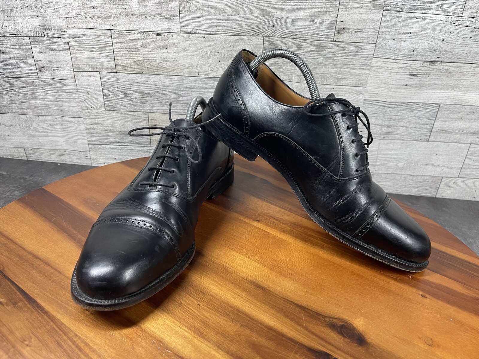 SAOLA Scarpe Massimo Emporio Oxford Uomo 9 5M Nero Pelle Cap Toe Abito Lavoro Derby