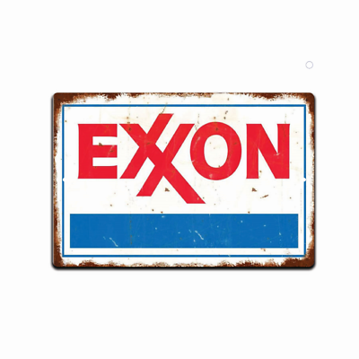 EXXON ヴィンテージ　看板 TIN SIGN Exxon Oil Gas Rustic Gas Station Metal Sign Décor Garage