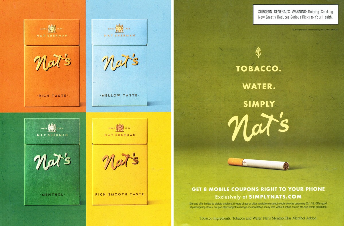 NAT'S CIGARETTE AD #2 RARE 2019 OUT OF PRINT 2 PAGES