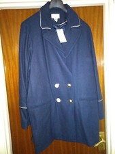 La Redoute Softgrey Wool Blend Navy Military Style Coat Size 22 New With Tags
