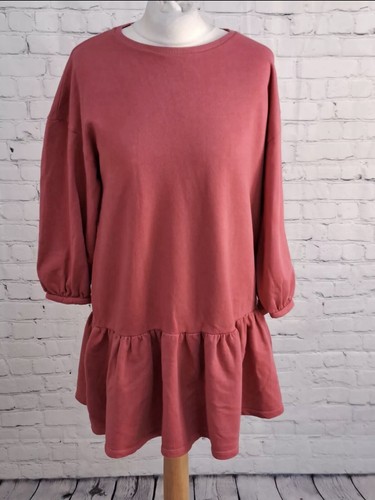 New Look Damenpullover rosa Rundhalsausschnitt Schößchensaum Größe 10
