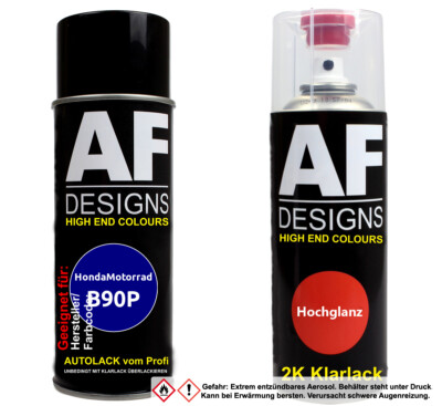2K Spraydose Set für HondaMotorrad B90P Supersonic Blue Perl Basislack 2K Klarla