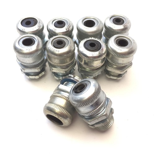 Lot of 10 Crouse-Hinds Cord Grip Cable Gland, 1/2" NPT Male, *Gland ID Varies*