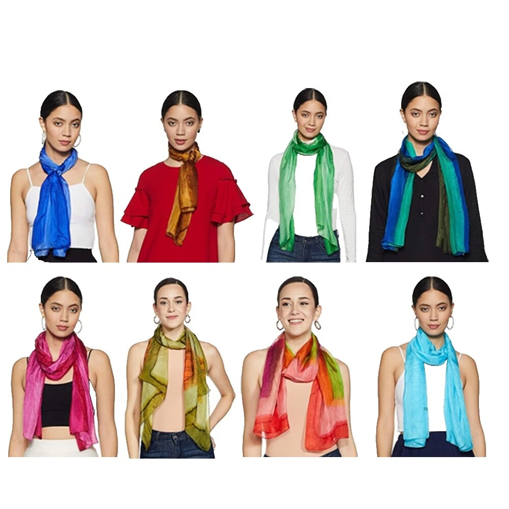 Bufandas y envolturas de seda arco iris para mujer