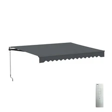 ALEKO Motorized Black Frame Retractable Home Patio Canopy Awning 10'x8' Grey