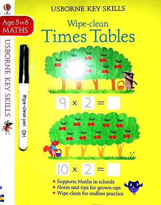 Wipe-clean Times Tables 5-6 Usborne Key Skills School Learning