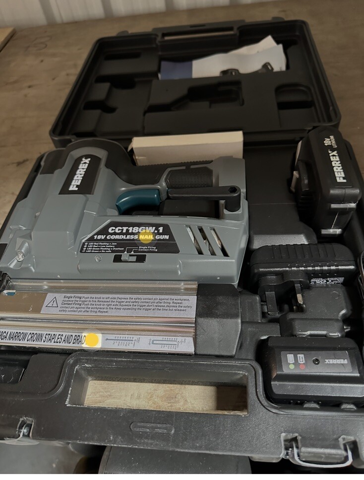 Ferrex 18v Liion Cordless Brad Nail and Staple Gun eBay