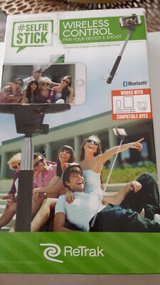 ReTrak Wireless Bluetooth Extendable Selfie Stick Cellphone Camera Black 