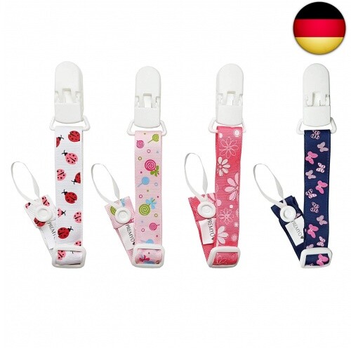 PREMYO 4 Pack Baby Schnullerkette Mädchen - Schnullerband mit Clip Verstellbare - Bild 7 von 8