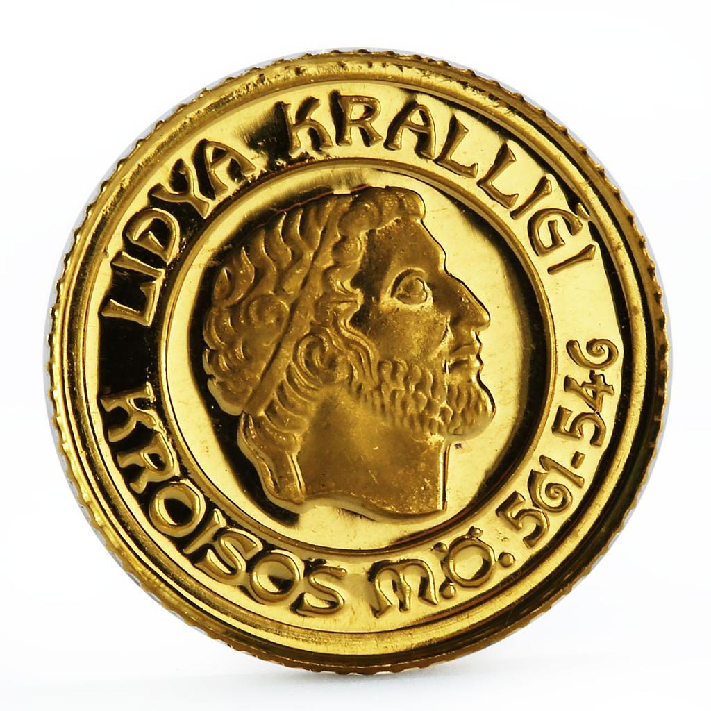 トルコ2000年10,000,000リラプルーフ金貨 Turkey 1000000 lira Lydian Empire series King Coesus gold coin