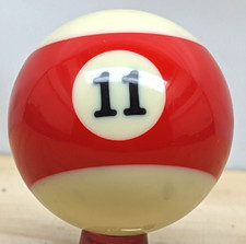 Pool ball 11 ball red and white and black 2.25" diameter