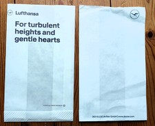 2x Lufthansa Spuckbag Airsickness Torby: 1 x turbulentne wysokie i 1x zwykła torba