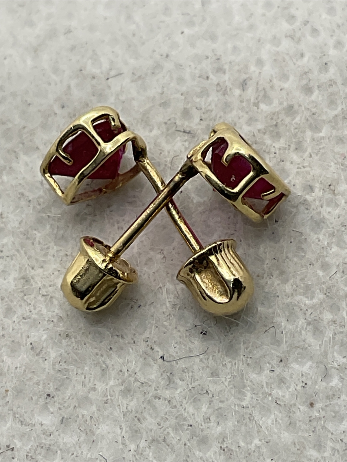 CUTE Solid 14K Yellow Gold Created Ruby HEART Sha… - image 12