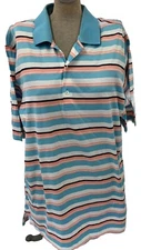 Fairway & Greene Polo Shirt Men's Large Stripe 2 Button Golf Casual