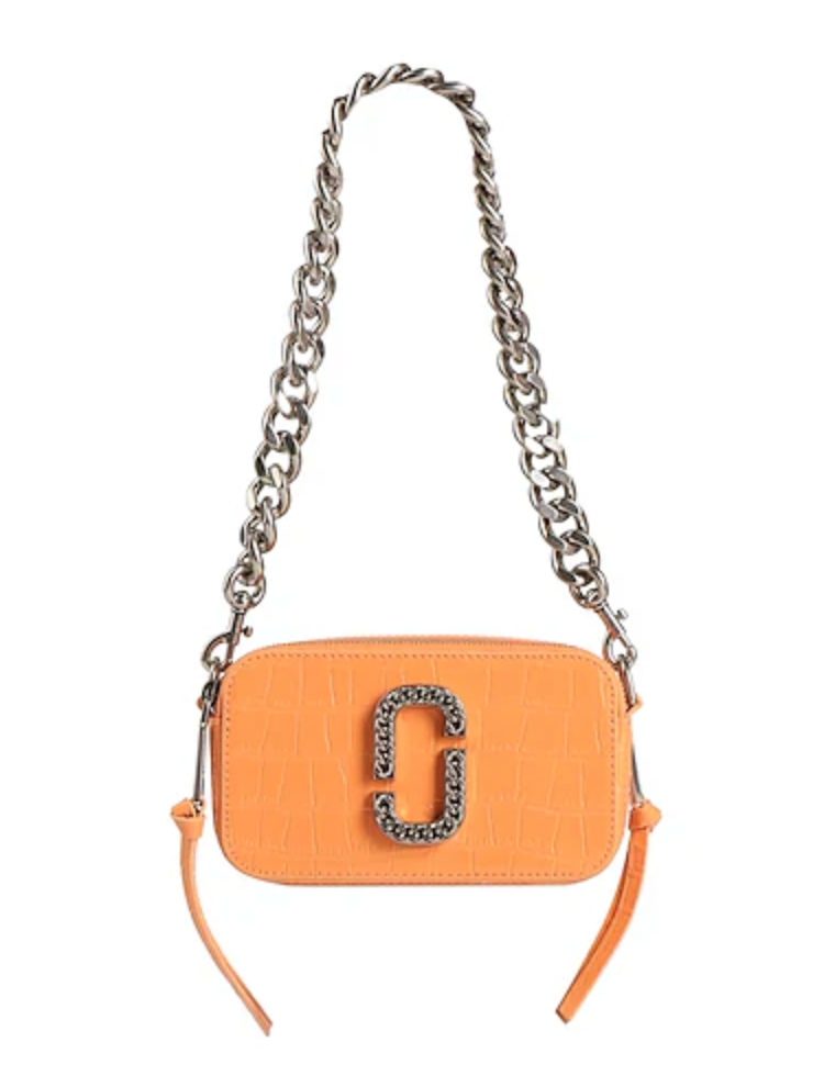 MARC JACOBS Snapshot The Croc Chain Accent Embossed Cow Leather Handbag (NEW)