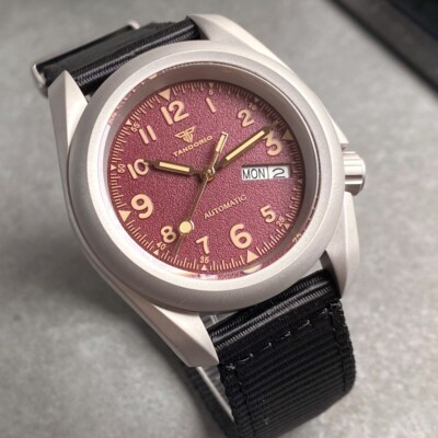 Sandblast 40mm NH36A Automatic Mens Watch Brown Dial Sapphire Glass  3.8 o'clock