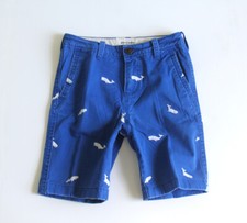 Abercrombie Kids All-over Whale Embroidered Chino Shorts Cotton Twill Boy's 12