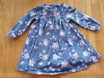 NEXT blau geblümtes Langarmkleid (9-12 Monate) 100 % Baumwolle