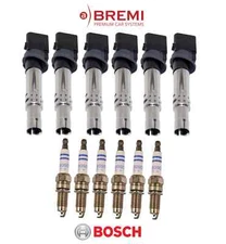 Ignition Coil & Spark Plug (6Sets) OE Bosch Bremi for Porsche Cayenne Base