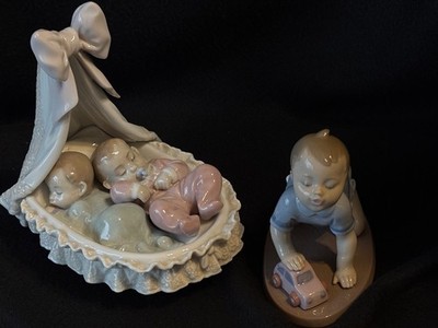 Lladro Figurines-2Vintage ''Sweet Dreamers'' #6127 Signed ''Ready To Roll'' #6429